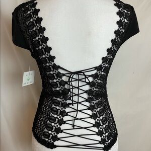 HIGH Demand Black Corset Style Jersey Top